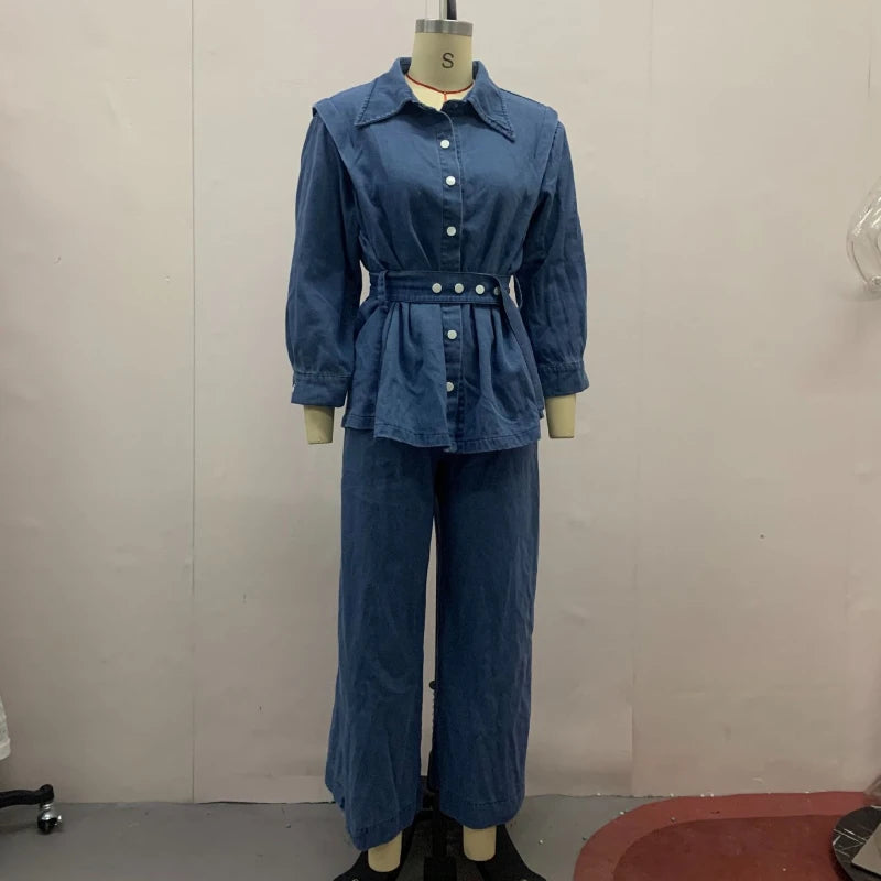 Sophisticated Denim Two-Piece Setβ’