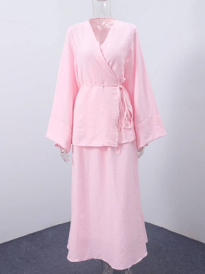 Chic V-Neck A-Line Skirt Set™