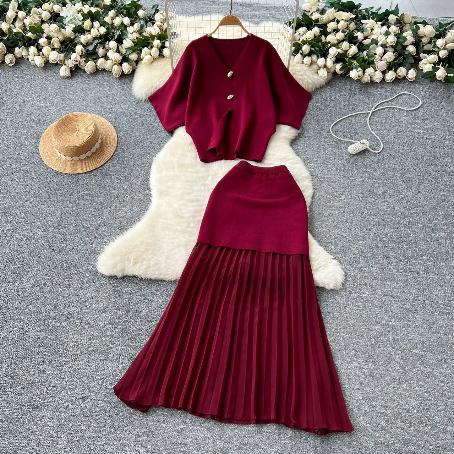 Chic Two-Piece Knit Dress Set TM