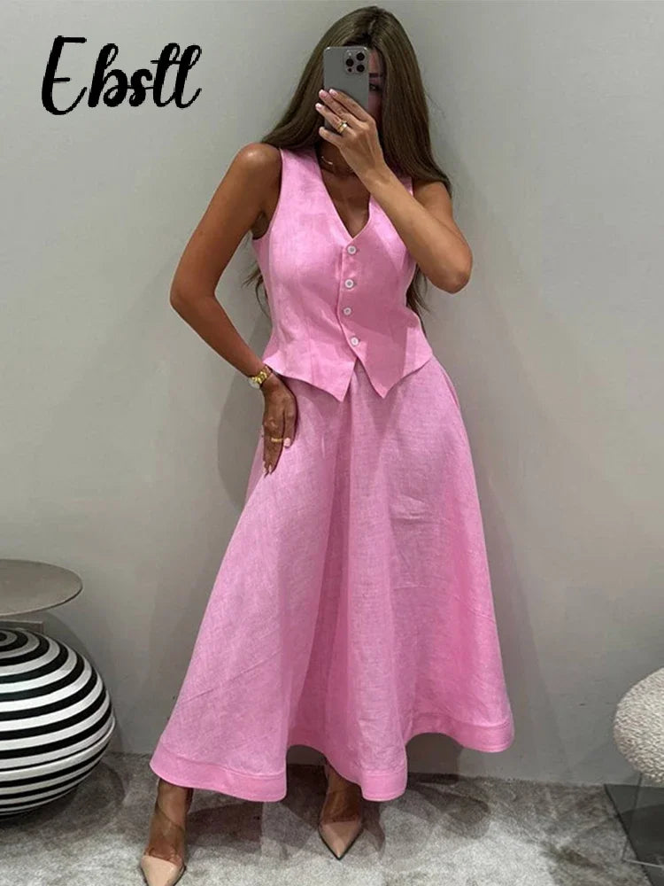 Elegant V-Neck Vest & Skirt Set™