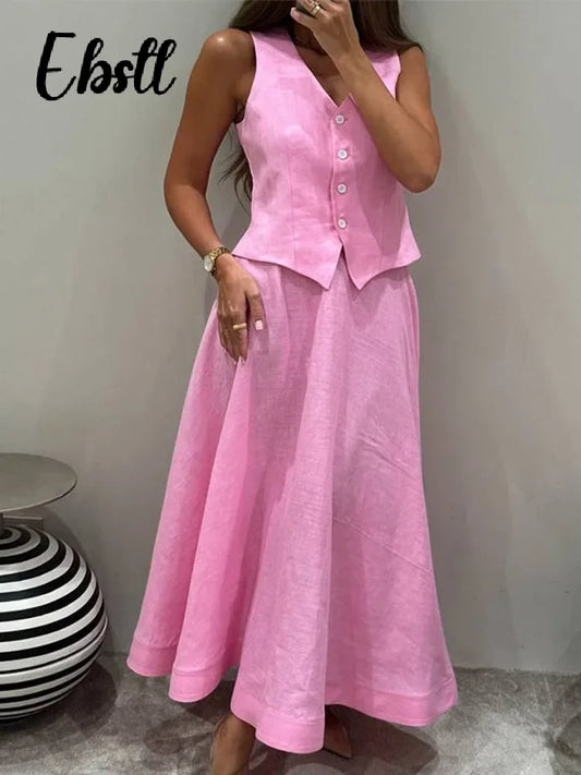 Elegant V-Neck Vest & Skirt Set™
