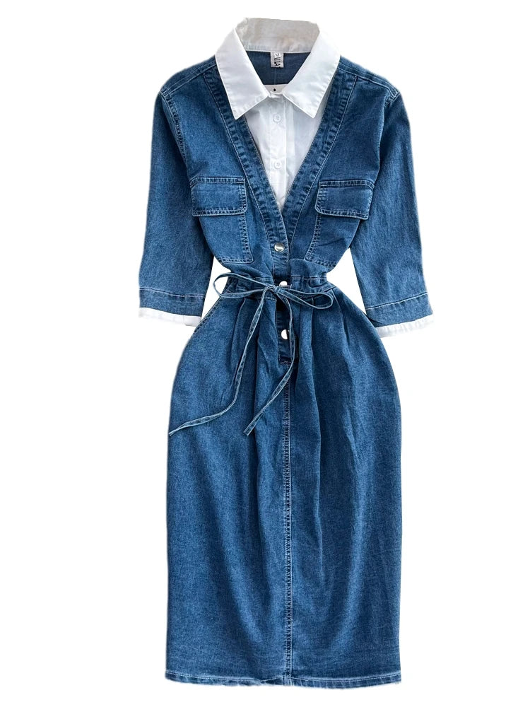 Chic Patchwork Denim Dress™
