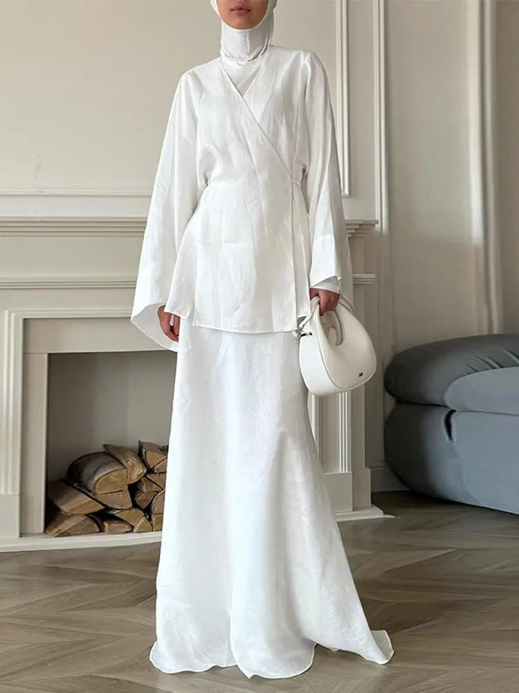 Chic V-Neck A-Line Skirt Set™