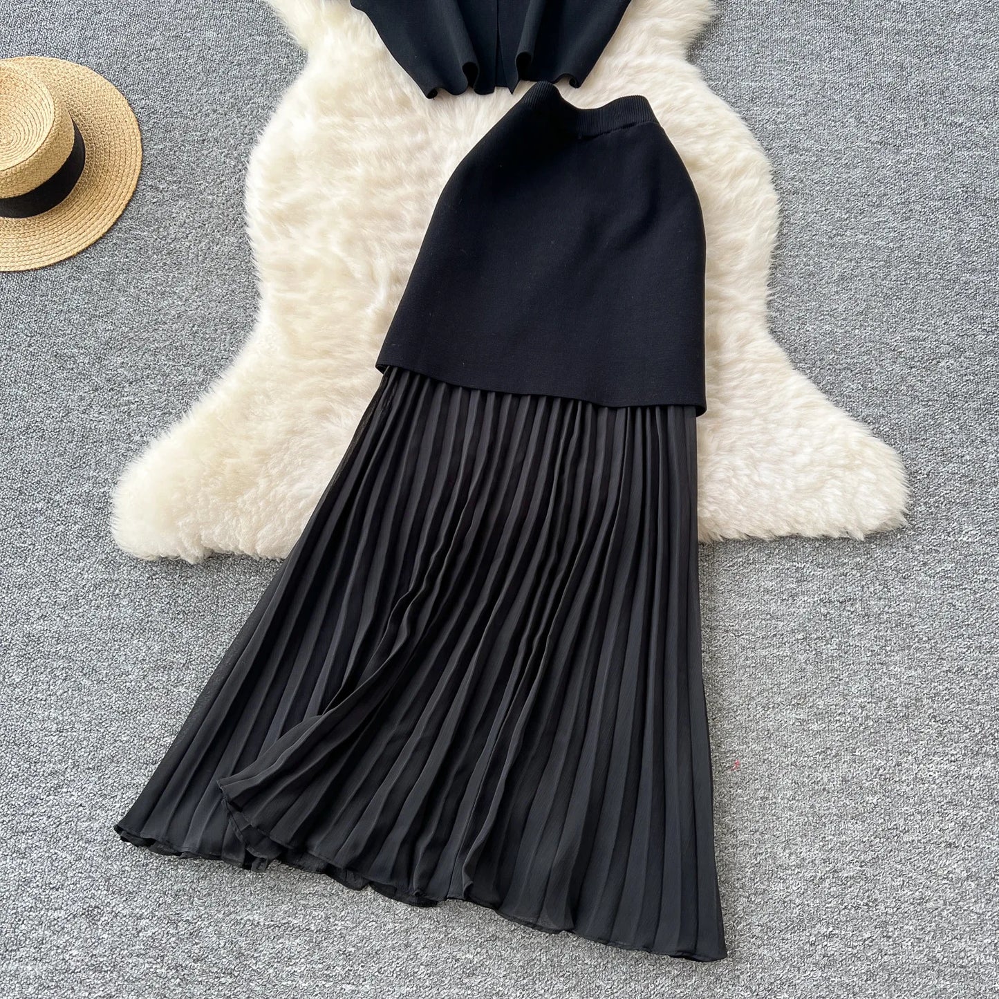 Chic Two-Piece Knit Dress Set TM